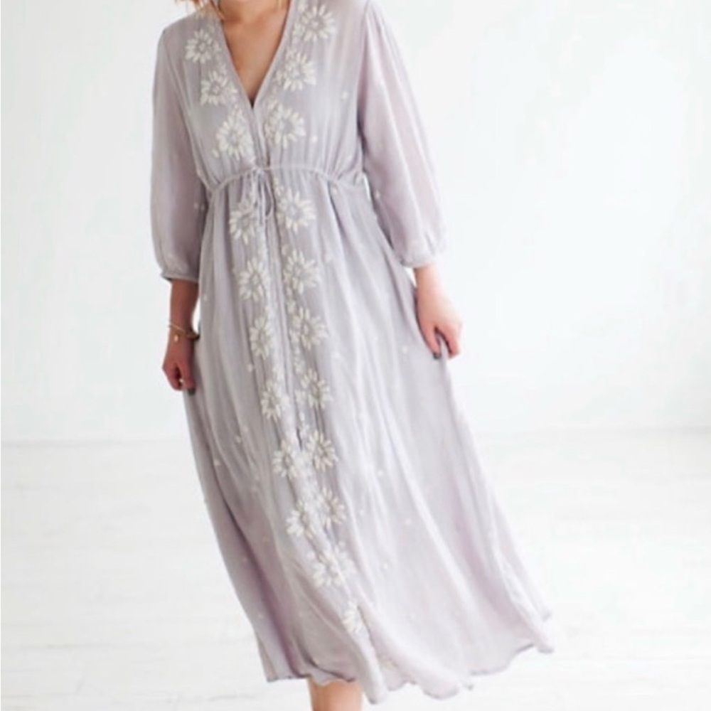 Free People Embroidered Fable Dress Lavender